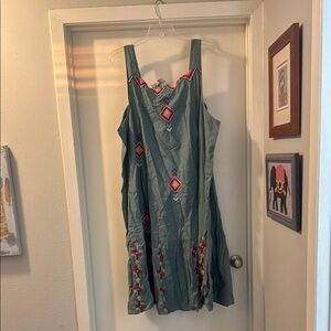 Green A-line Sleeveless Midi Dress